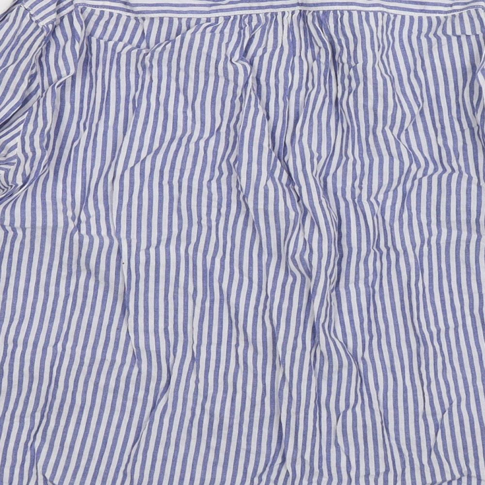 H&M Womens Blue Striped  Basic Button-Up Size 12