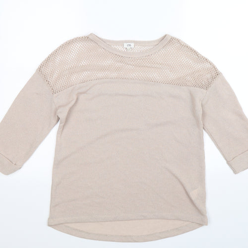 River Island Womens Beige  Knit Pullover Jumper Size 12