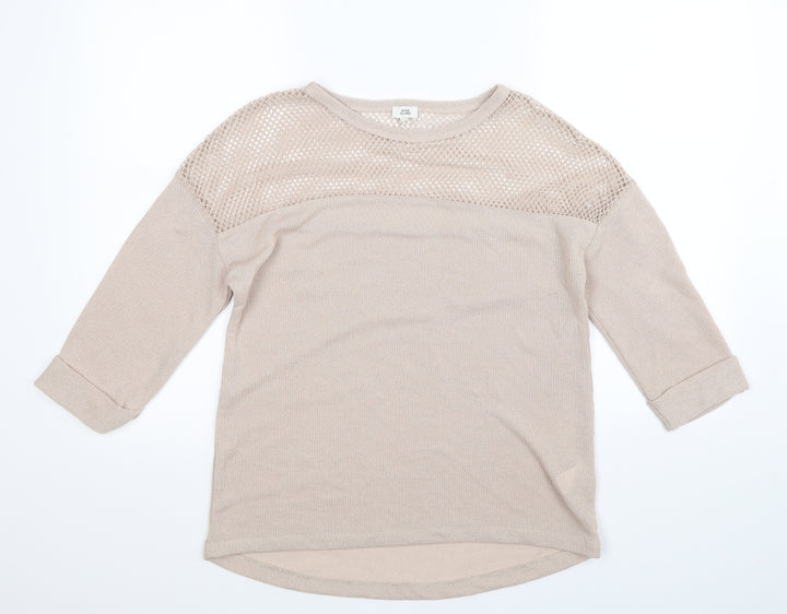 River Island Womens Beige Knit Pullover Jumper Size 12