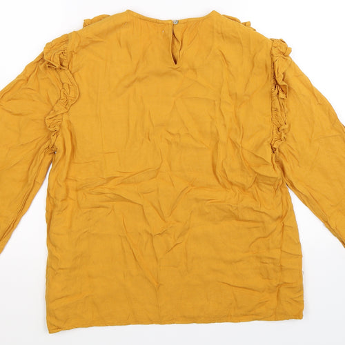 Outfitters Womens Yellow Floral  Basic Blouse Size M