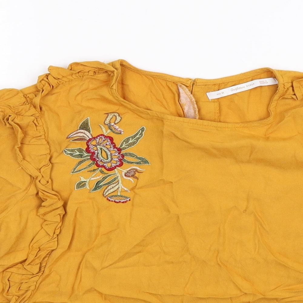 Outfitters Womens Yellow Floral  Basic Blouse Size M