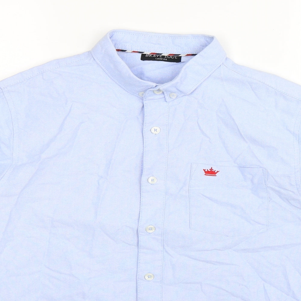 Brave Soul Mens Blue    Button-Up Size S
