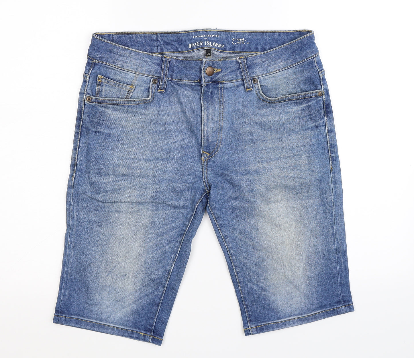 River Island Mens Blue  Denim Bermuda Shorts Size 32