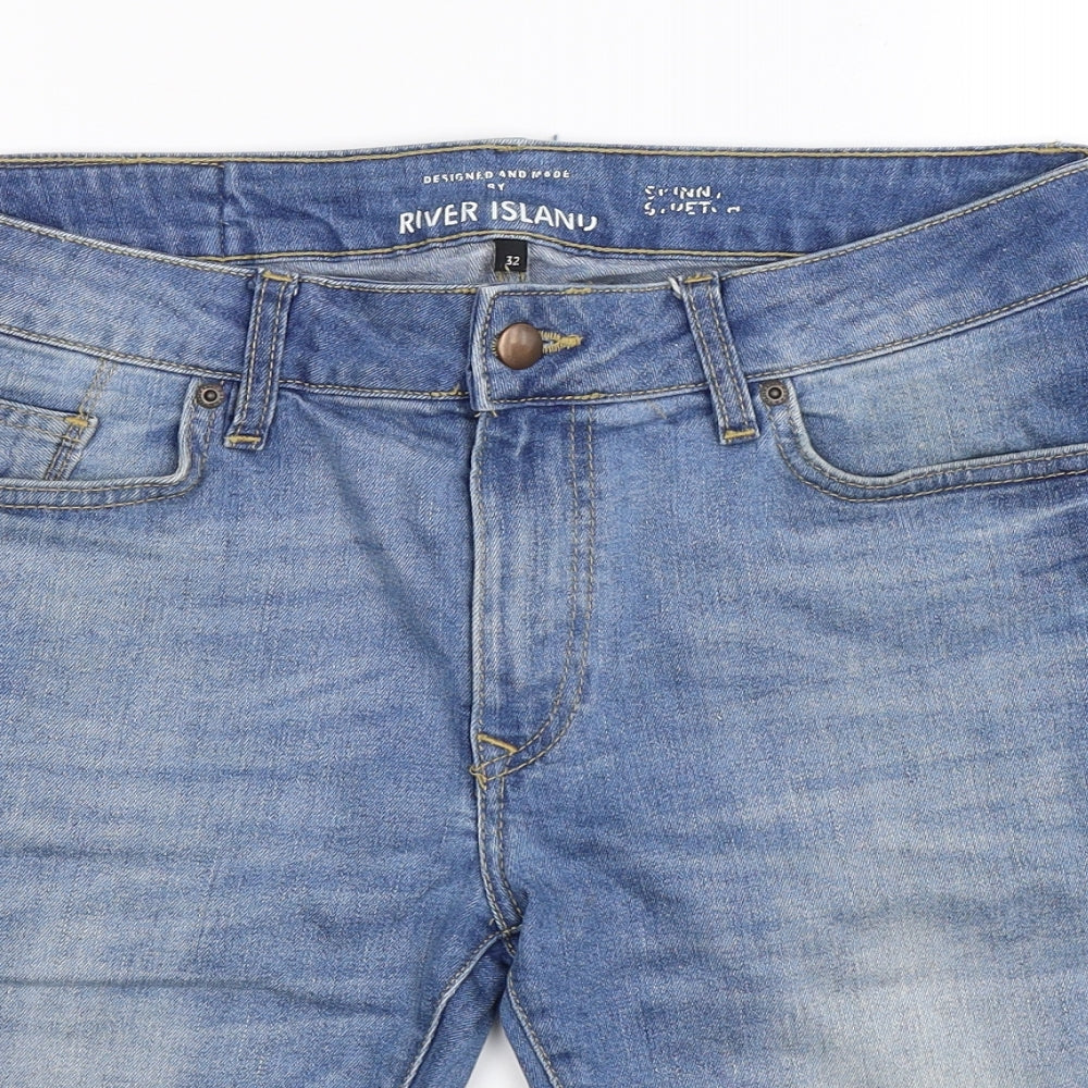 River Island Mens Blue  Denim Bermuda Shorts Size 32