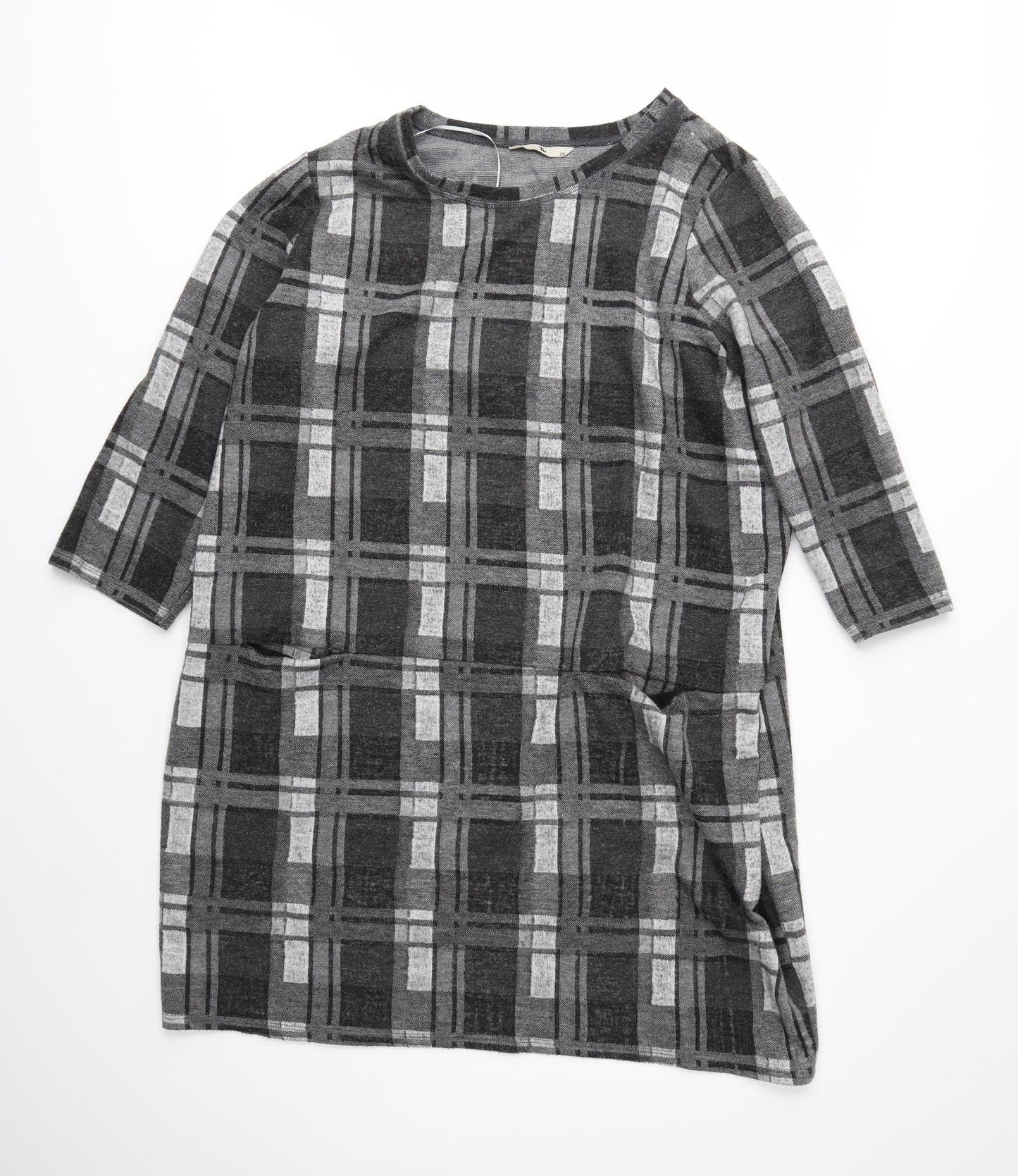 TU Womens Grey Plaid  Pullover Jumper Size 22