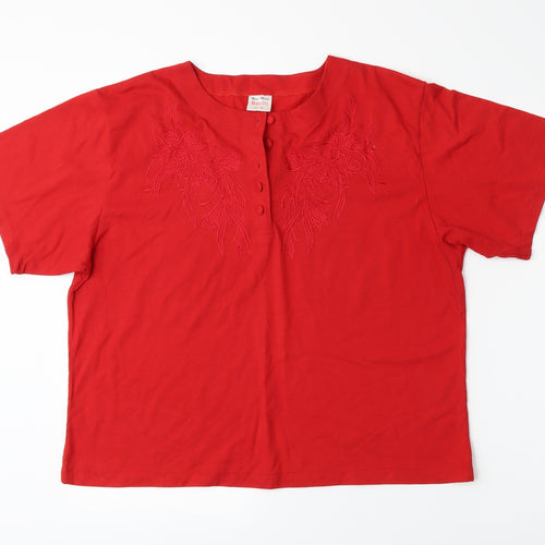 Berlin Womens Red   Basic Button-Up Size M