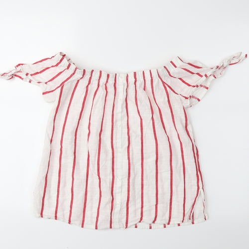Papaya Womens White Striped  Basic Blouse Size 10