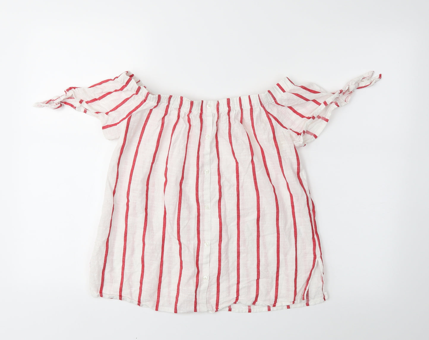 Papaya Womens White Striped  Basic Blouse Size 10