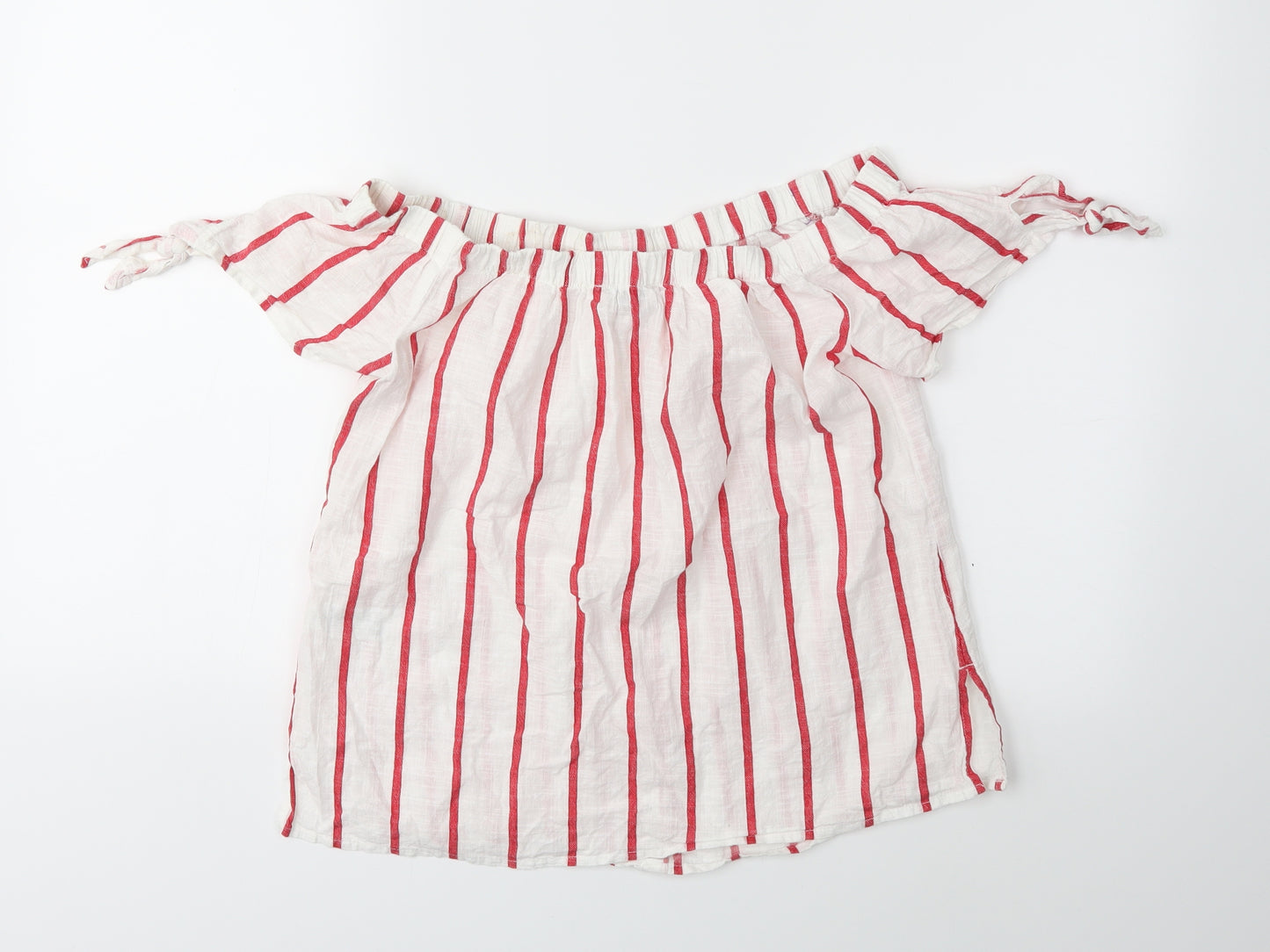 Papaya Womens White Striped  Basic Blouse Size 10