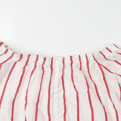Papaya Womens White Striped  Basic Blouse Size 10