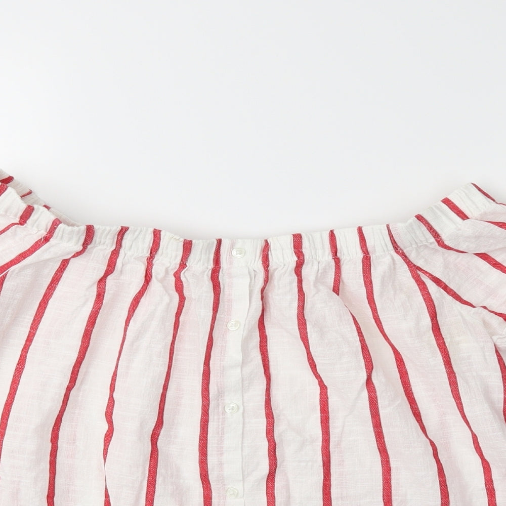 Papaya Womens White Striped  Basic Blouse Size 10