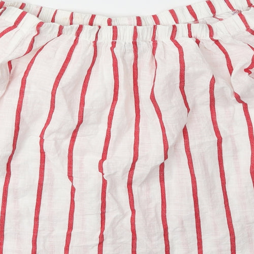 Papaya Womens White Striped  Basic Blouse Size 10