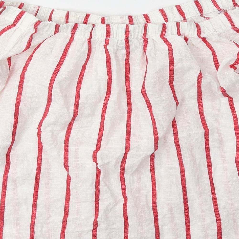 Papaya Womens White Striped  Basic Blouse Size 10