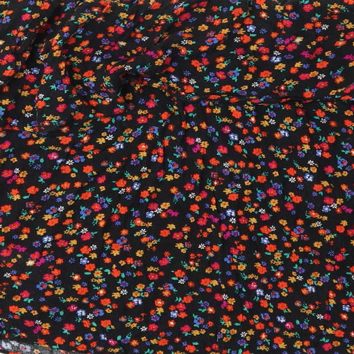 Papaya Womens Black Floral  Basic Blouse Size 10