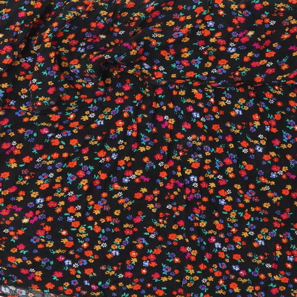 Papaya Womens Black Floral  Basic Blouse Size 10