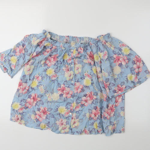 George Womens Black Floral  Basic Blouse Size 14