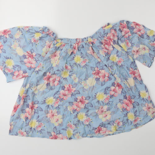 George Womens Black Floral  Basic Blouse Size 14