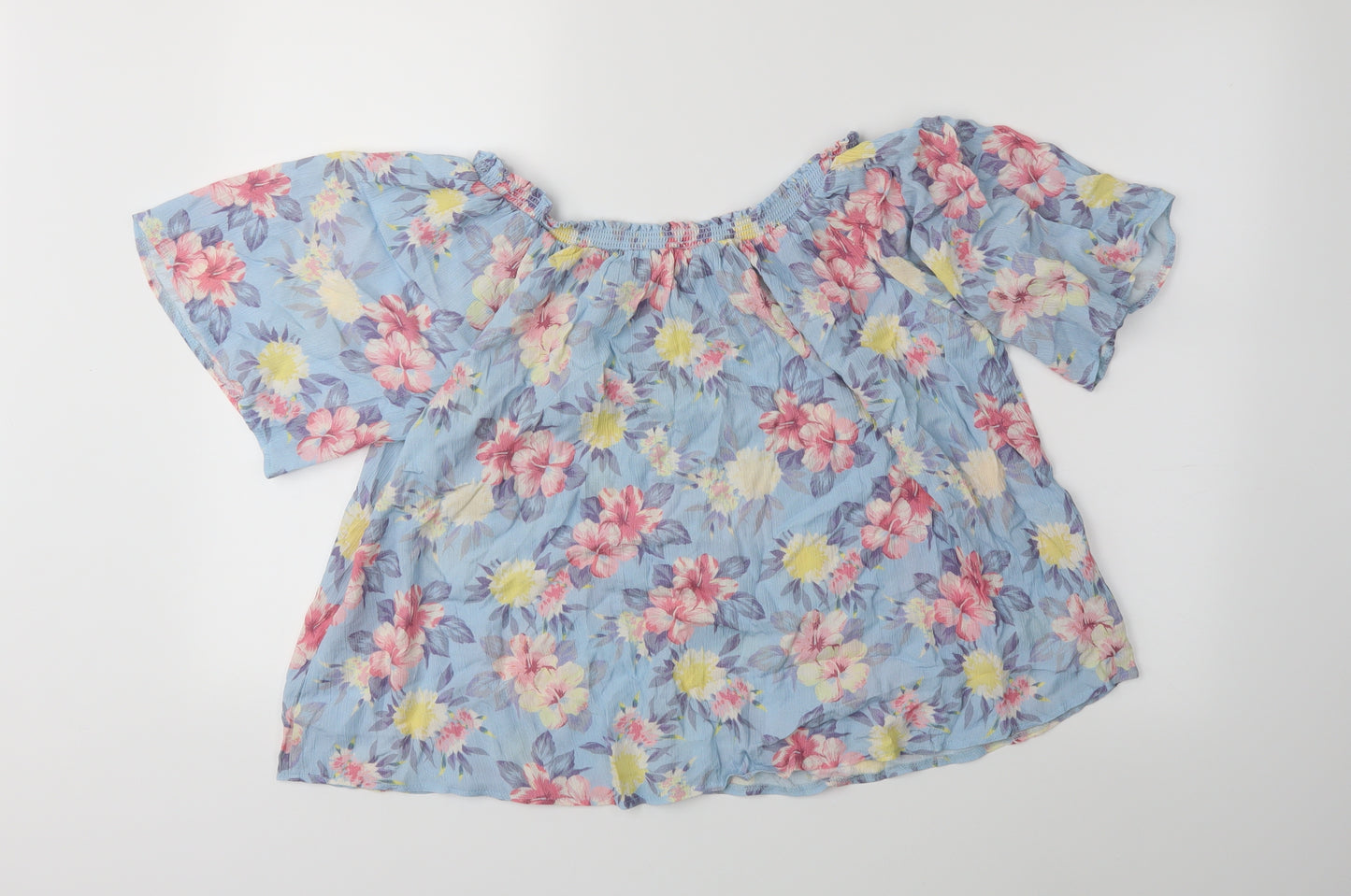 George Womens Black Floral  Basic Blouse Size 14