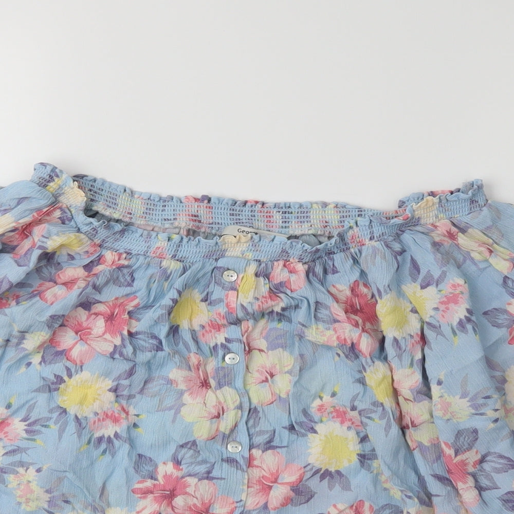 George Womens Black Floral  Basic Blouse Size 14