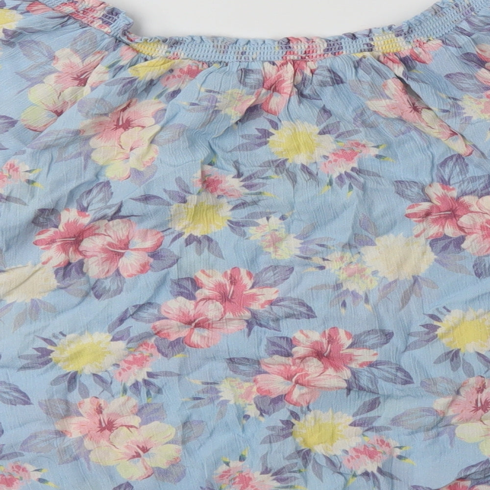 George Womens Black Floral  Basic Blouse Size 14