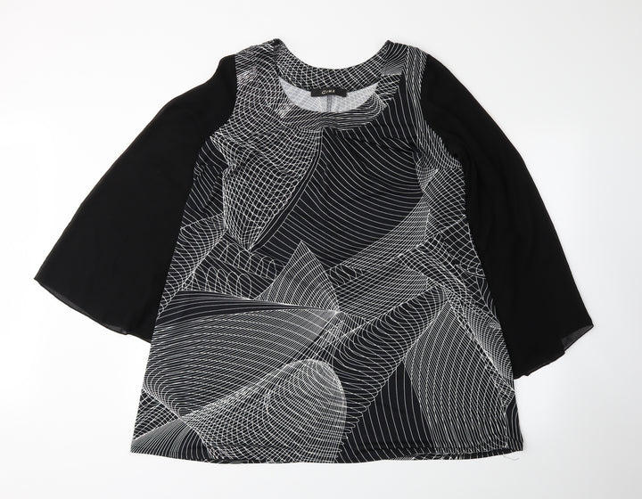 Cruz Womens Black Geometric  Basic Blouse Size 18