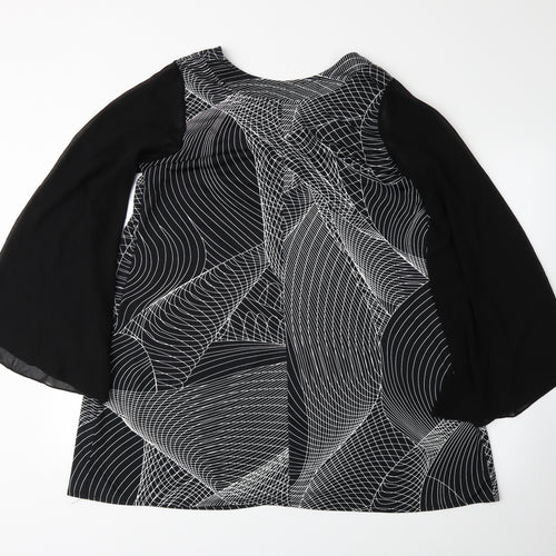 Cruz Womens Black Geometric  Basic Blouse Size 18