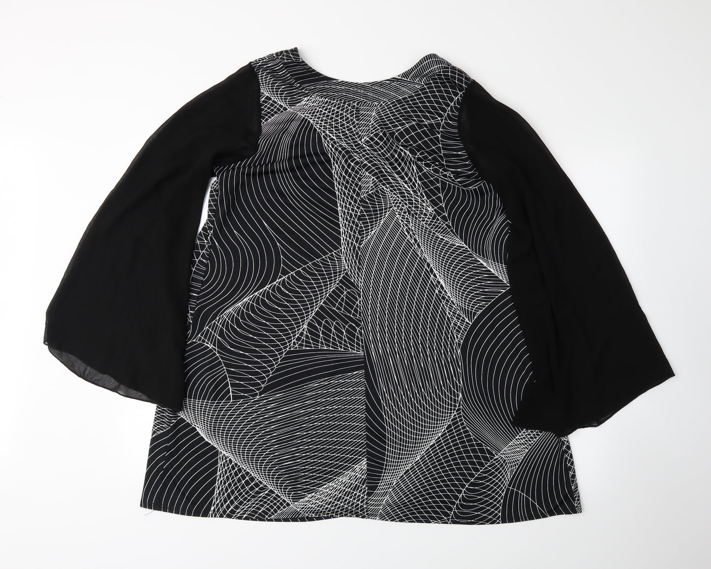 Cruz Womens Black Geometric  Basic Blouse Size 18