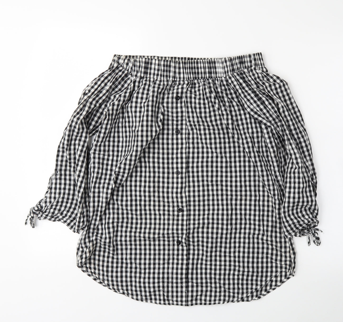Cameo Womens Black Plaid  Basic Blouse Size 10