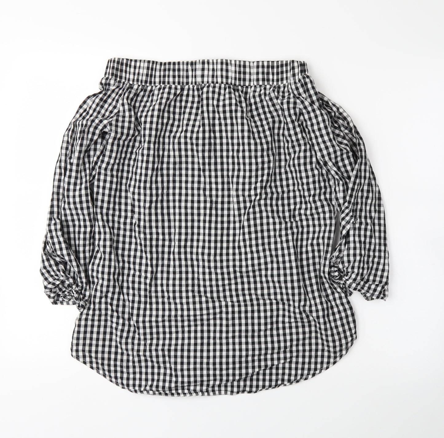 Cameo Womens Black Plaid  Basic Blouse Size 10