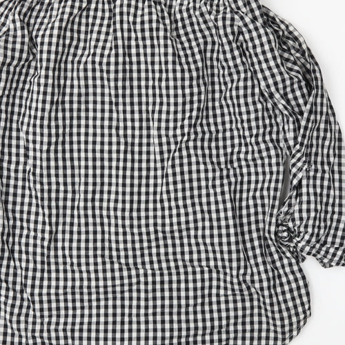 Cameo Womens Black Plaid  Basic Blouse Size 10