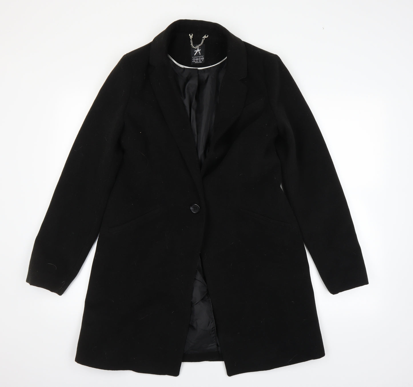 Atmosphere Womens Black   Overcoat Coat Size 12