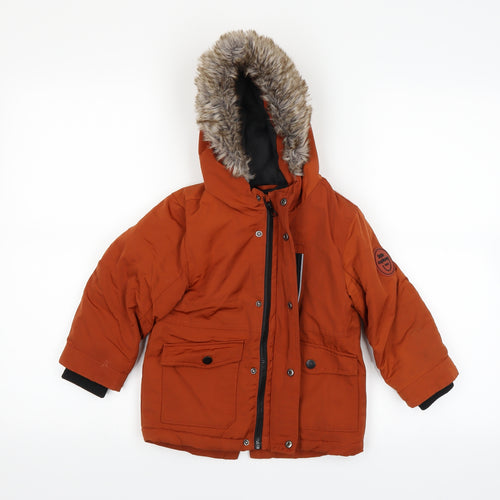 F&F Boys Orange   Parka Coat Size 2-3 Years
