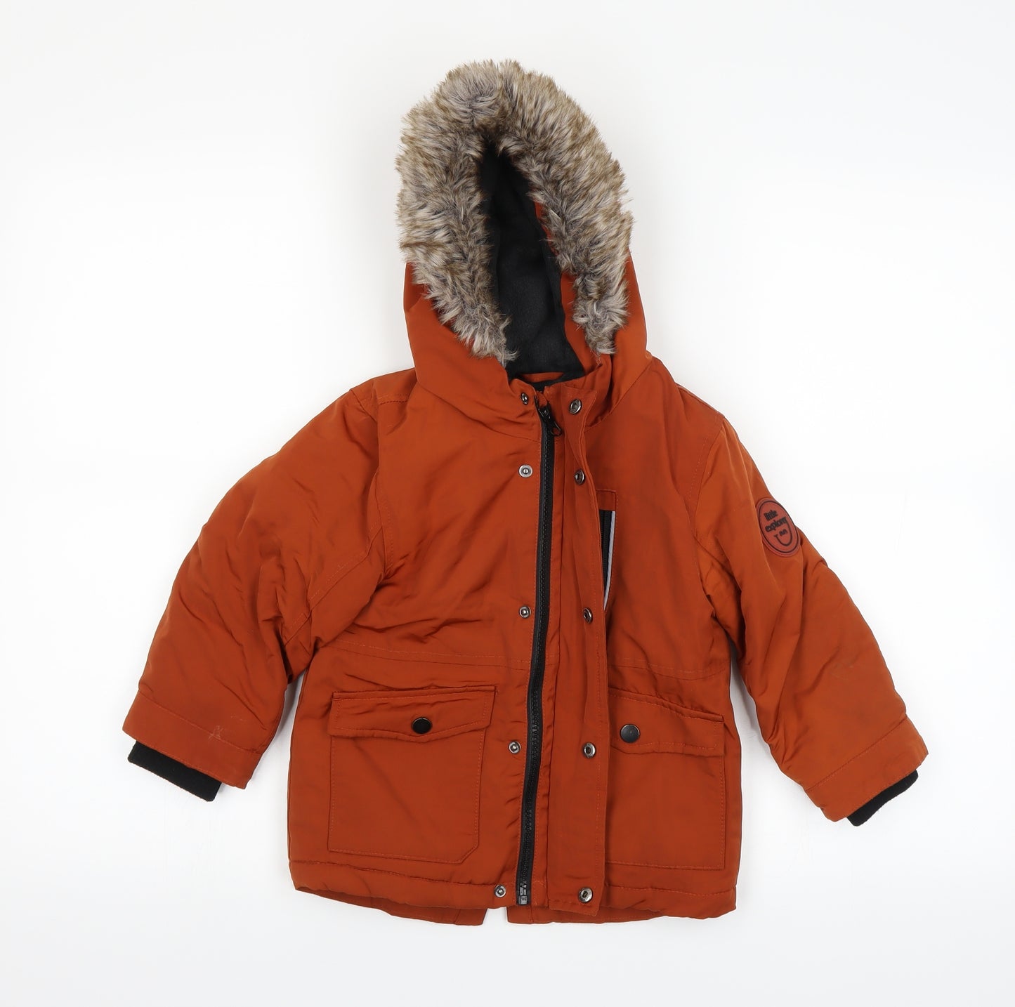 F&F Boys Orange   Parka Coat Size 2-3 Years