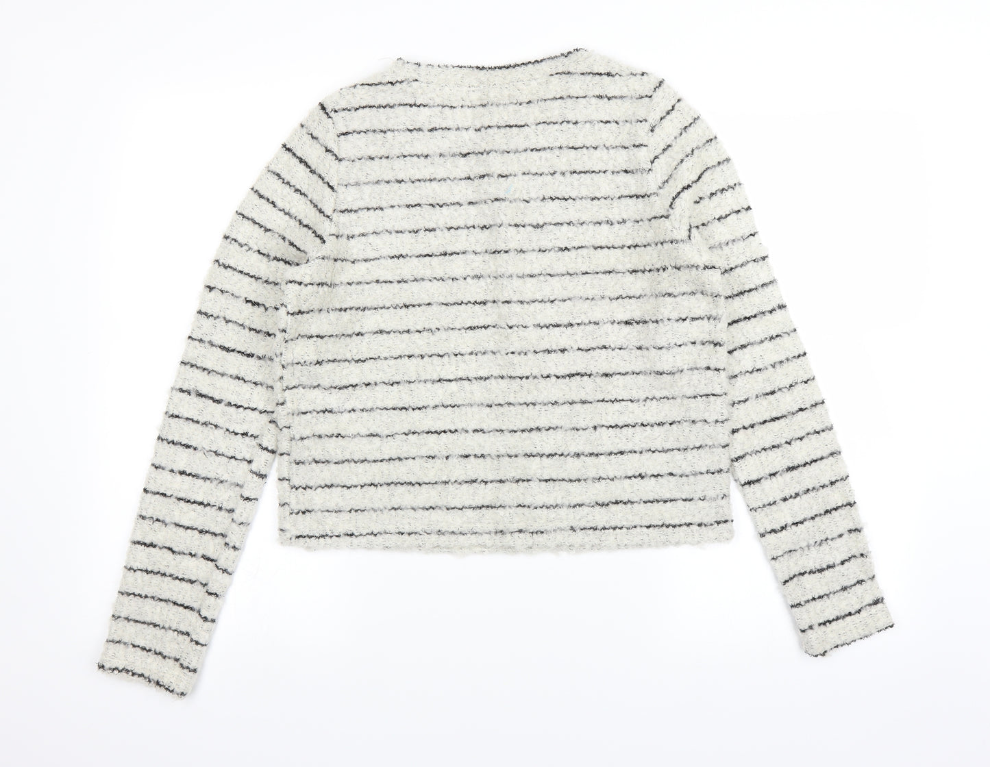 New Look Womens White Striped  Pullover Jumper Size 12