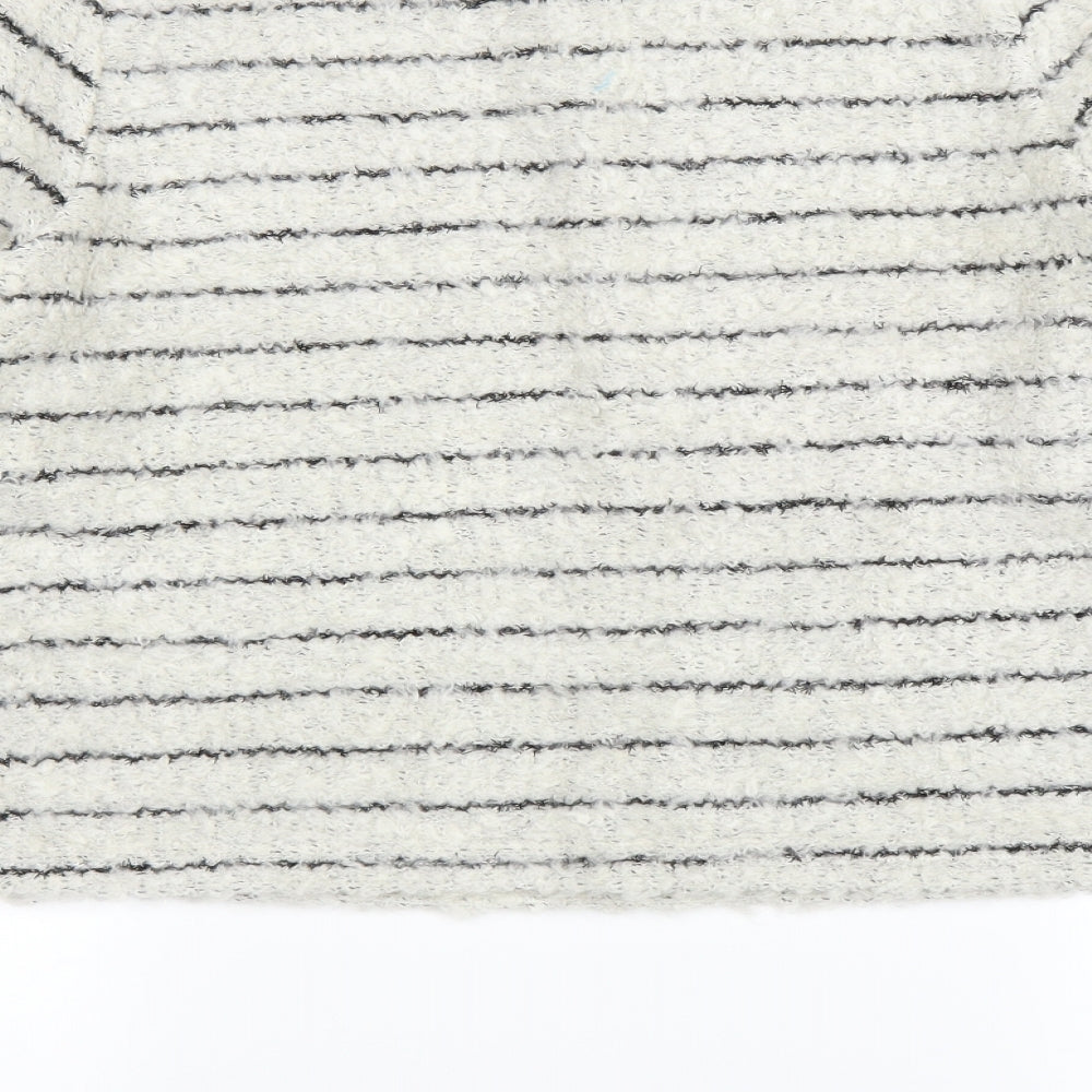 New Look Womens White Striped  Pullover Jumper Size 12