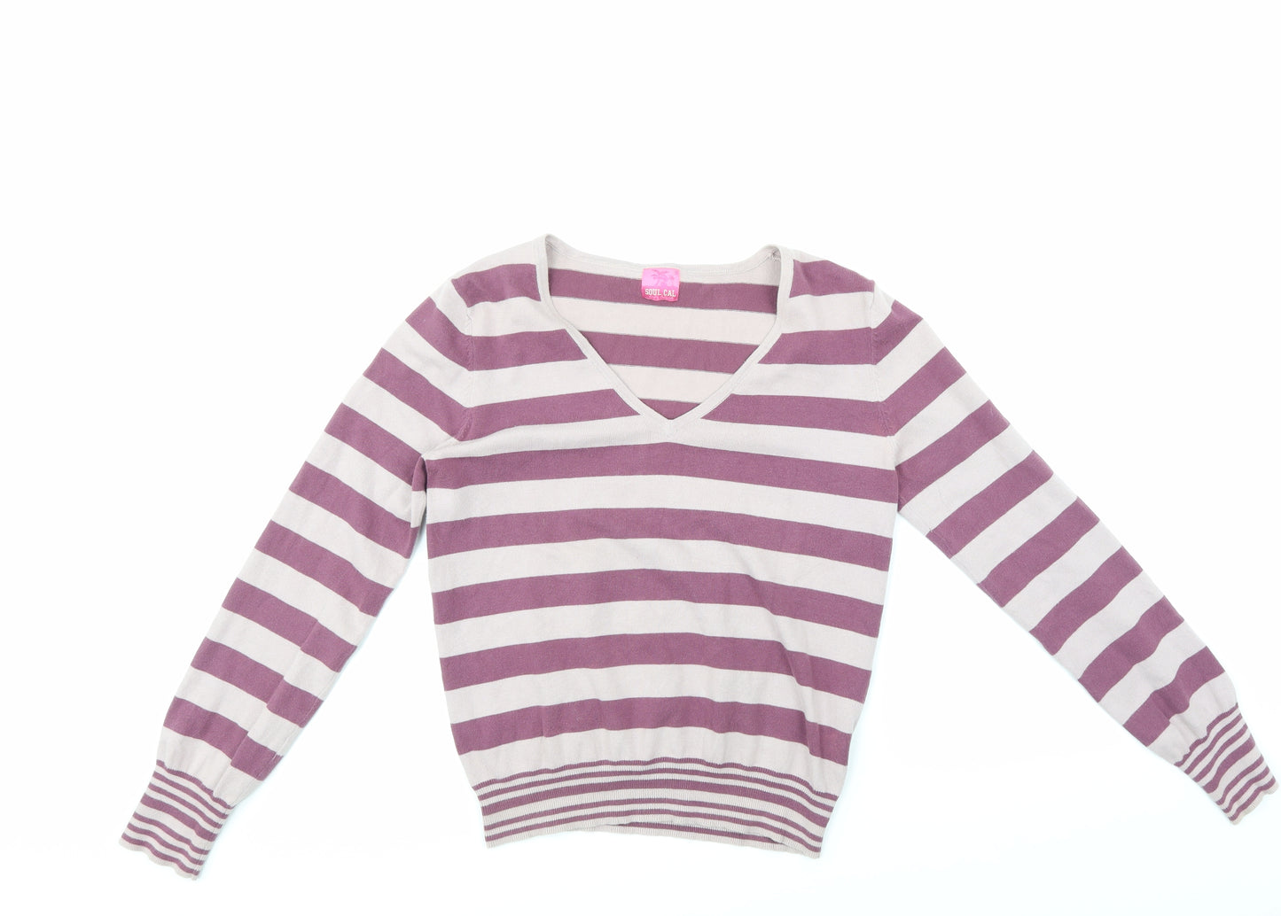 SOUL CAL Womens Pink Striped  Pullover Jumper Size M