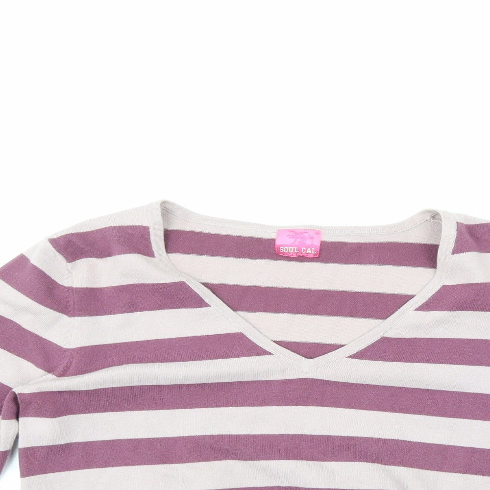 SOUL CAL Womens Pink Striped  Pullover Jumper Size M