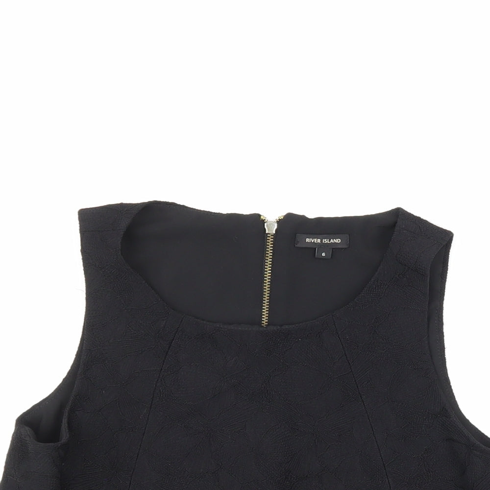 River Island Womens Black Floral  Basic Blouse Size 6