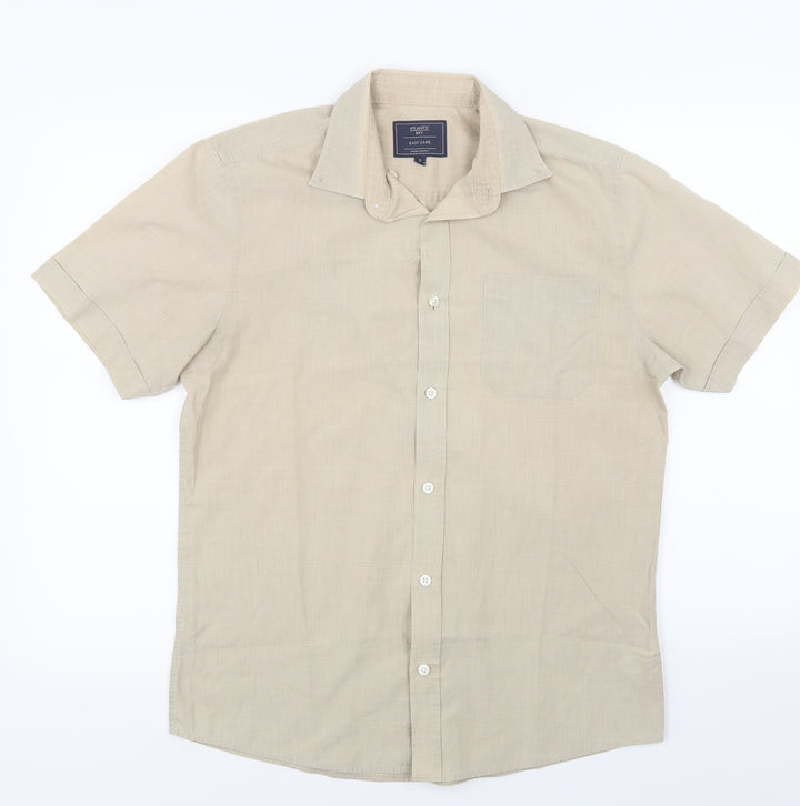 Atlantic Bay Mens Beige Button-Up Size S