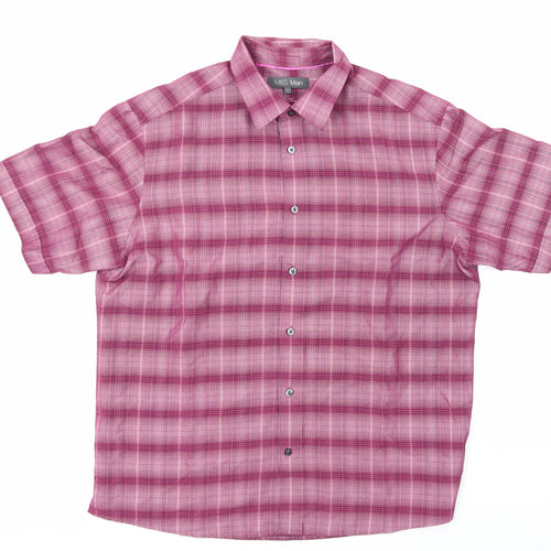 M&S  Mens Purple Check   Button-Up Size L