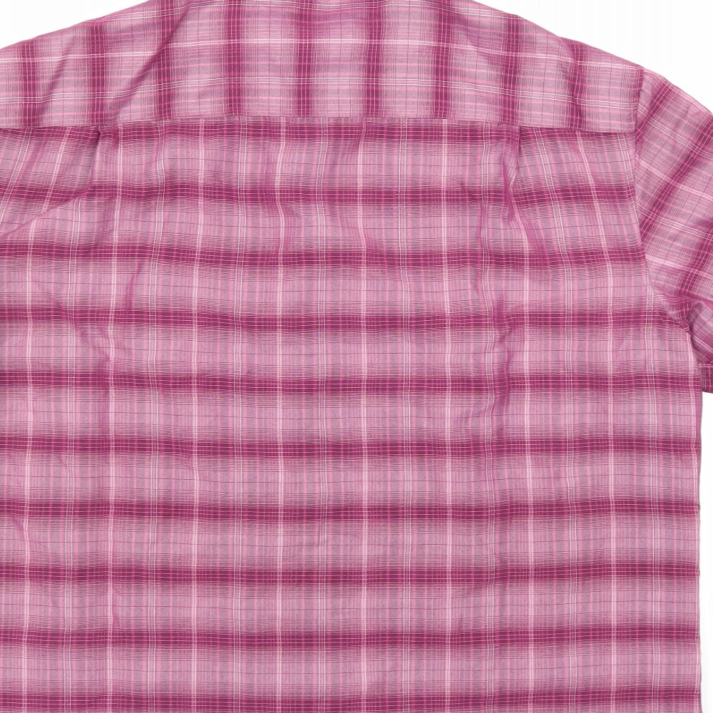M&S  Mens Purple Check   Button-Up Size L