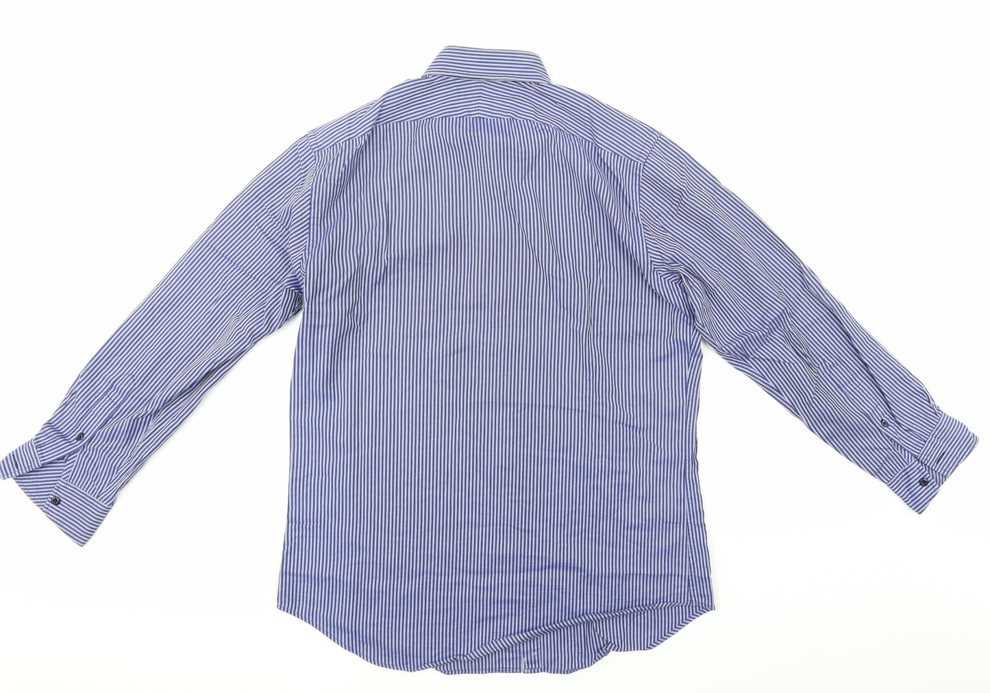 JOHN FRANCOME Mens Blue Striped   Button-Up Size 16.5