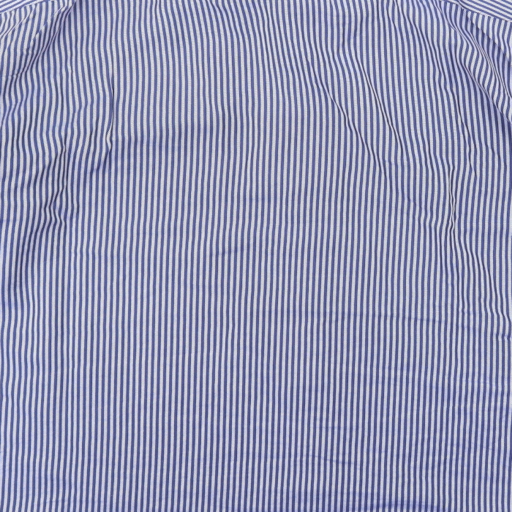 JOHN FRANCOME Mens Blue Striped   Button-Up Size 16.5