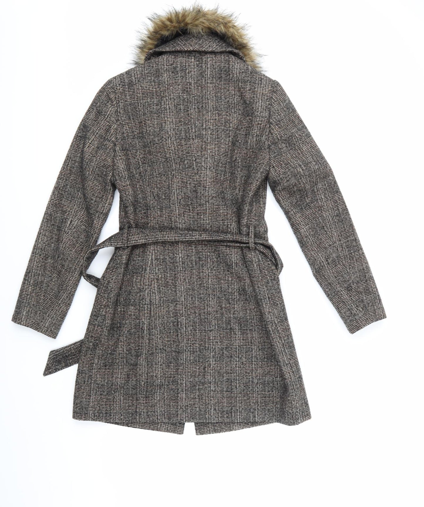New Look Womens Brown Check  Trench Coat Coat Size 8