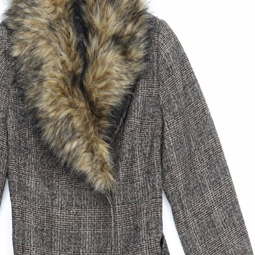 New Look Womens Brown Check  Trench Coat Coat Size 8