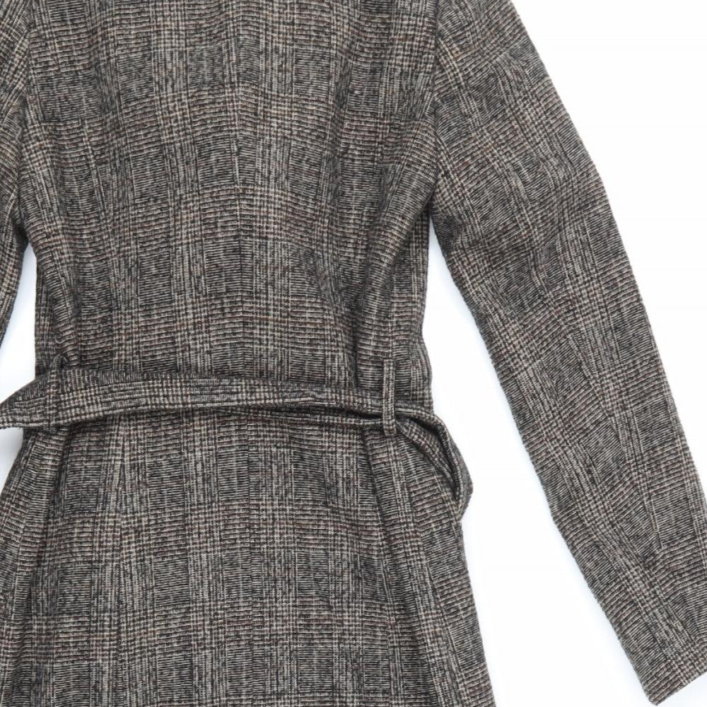 New Look Womens Brown Check  Trench Coat Coat Size 8