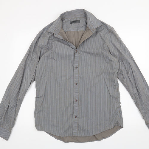 Burton Mens Grey Striped   Button-Up Size M