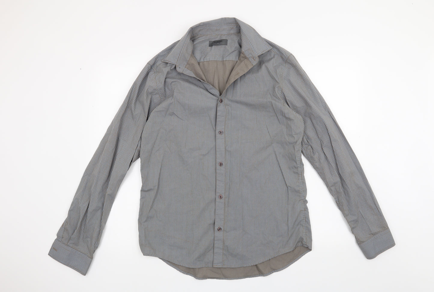 Burton Mens Grey Striped   Button-Up Size M