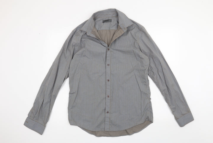 Burton Mens Grey Striped   Button-Up Size M