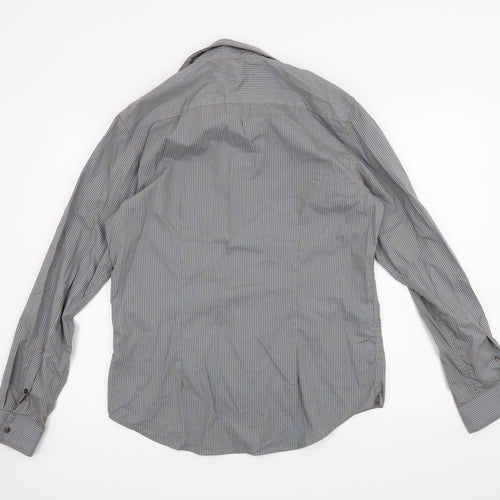 Burton Mens Grey Striped   Button-Up Size M